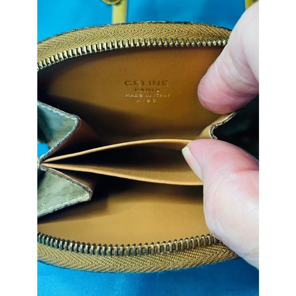 Celine Coin Purse Small Mini Bag Tan & Beige Zip EUC - Picture 7 of 11